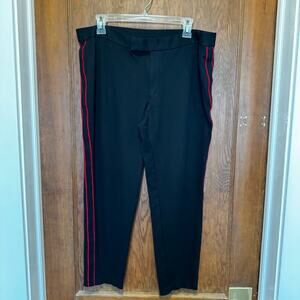 Lauren Ralph‎ Lauren Black Red Striped Ponte Straight Leg Pants XL